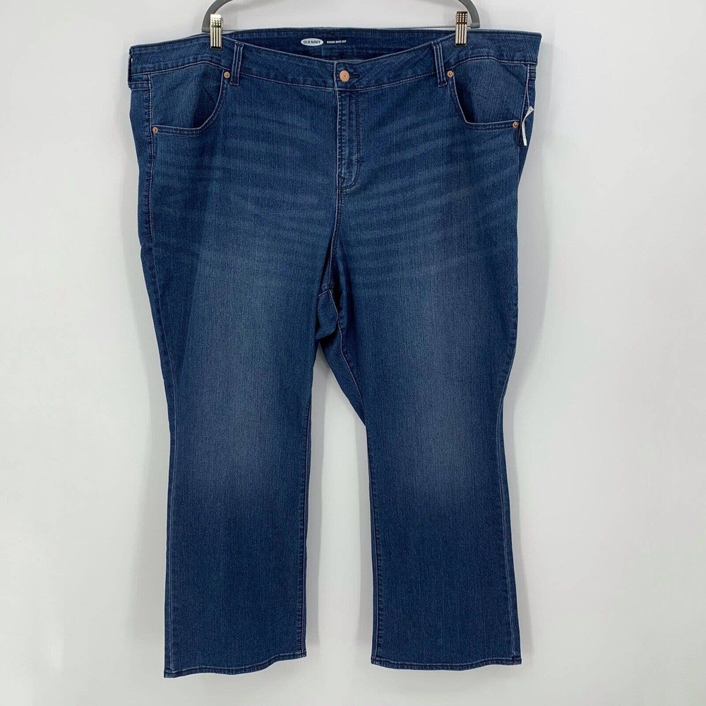 Old Navy Kicker Bootcut Plus Size 28 Short Medium Wash High Rise Stretch Zip Fly